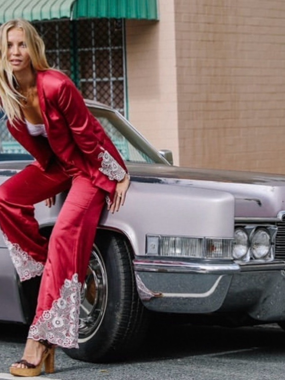 πΌCU One Of Those Nights silk cutout detail flare pants